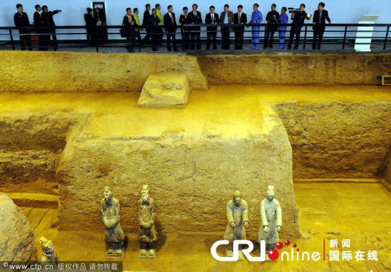 2011年9月30日，西安，秦始皇陵9901、0006陪葬坑陈列厅试开放运行。图片来源：cfp