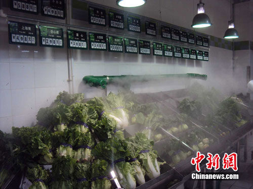 超市内蔬菜供应充足，菜价涨幅为1至3元不等。张茜翼 摄 